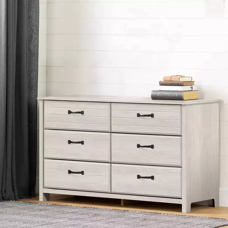 Commode double pour enfant 6 tiroirs South Shore Ulysses Chêne hivernal