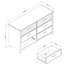 Commode double pour enfant 6 tiroirs South Shore Ulysses Chêne hivernal