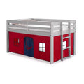 Alaterre Furniture Twin Jasper Junior Kids' Loft Bed, Dove Gray Frame and Playhouse Tent Red/Blue