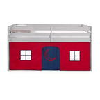 Lit mezzanine jumeau Alaterre Furniture Jasper Junior pour enfants, cadre gris colombe et tente de jeu rouge/bleu