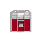 Lit mezzanine jumeau Alaterre Furniture Jasper Junior pour enfants, cadre gris colombe et tente de jeu rouge/bleu