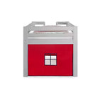 Lit mezzanine jumeau Alaterre Furniture Jasper Junior pour enfants, cadre gris colombe et tente de jeu rouge/bleu