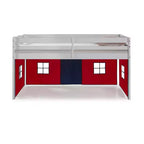 Lit mezzanine jumeau Alaterre Furniture Jasper Junior pour enfants, cadre gris colombe et tente de jeu rouge/bleu