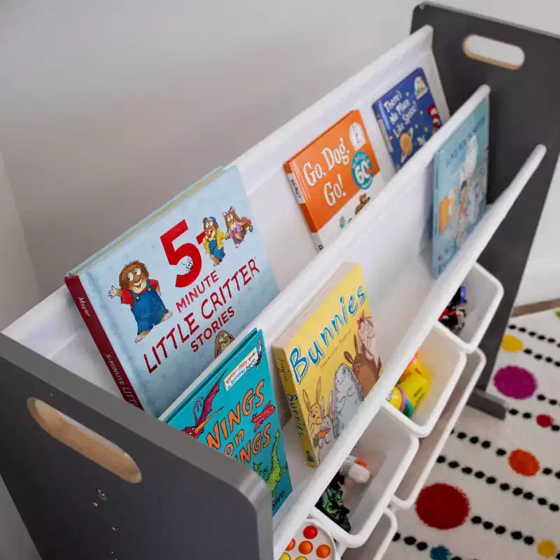 Meuble de rangement pour enfants Read n Play 6 bacs et étagère à 2 niveaux blanc - Humble Crew : Meubles de rangement pour jouets, Organisation pour enfants