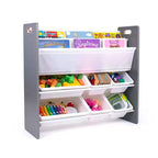 Meuble de rangement pour enfants Read n Play 6 bacs et étagère à 2 niveaux blanc - Humble Crew : Meubles de rangement pour jouets, Organisation pour enfants