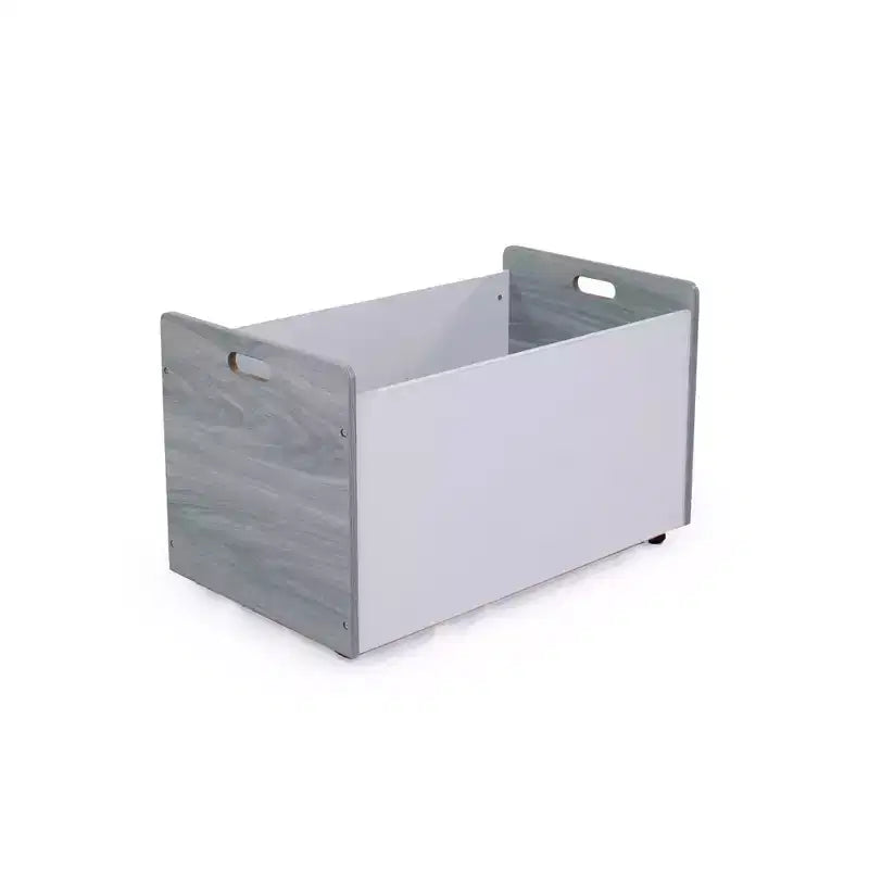 Coffre à jouets à roulettes gris Humble Crew pour enfants : cadre en MDF, 68,6 cm H x 40,6 cm P x 68,6 cm L, 1 compartiment, étagère décorative