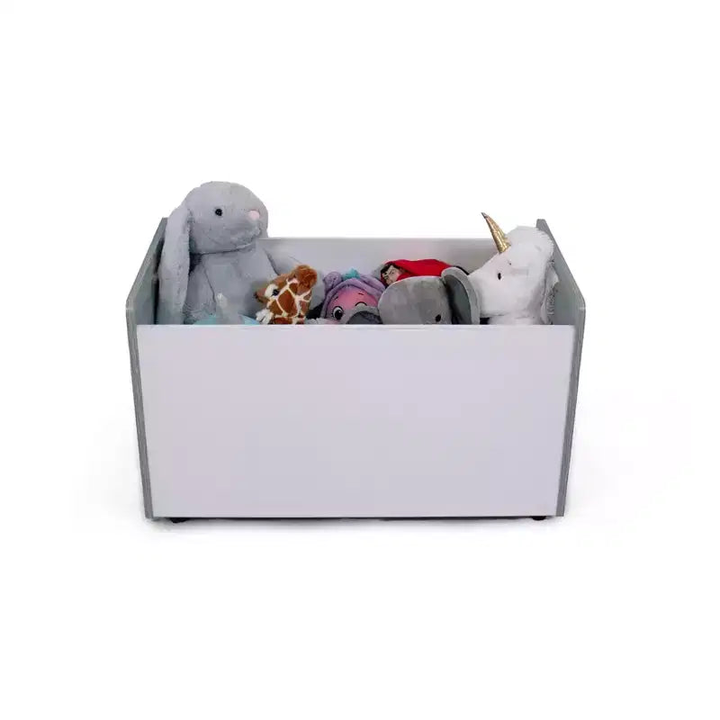 Coffre à jouets à roulettes gris Humble Crew pour enfants : cadre en MDF, 68,6 cm H x 40,6 cm P x 68,6 cm L, 1 compartiment, étagère décorative