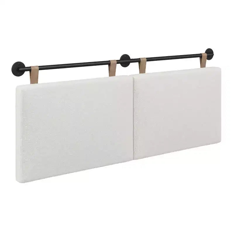 Tête de lit Charlie Boucle en tissu bouclette crème pour lit double/grand lit d'enfant - Nathan James : Tête de lit rembourrée en MDF à fixation murale