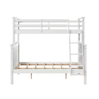 Lit superposé Deirdra moderne blanc en bois massif avec échelle intégrée pour enfants - Linon : Se transforme en deux lits jumeaux, barrières de sécurité