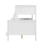 Lit superposé Deirdra moderne blanc en bois massif avec échelle intégrée pour enfants - Linon : Se transforme en deux lits jumeaux, barrières de sécurité