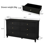 Commode de chambre à coucher en bois à 6 tiroirs profonds