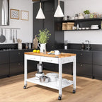 Table îlot Home Work Center avec plateau en bois massif, 48 po L x 24 po P x 36 po H, blanche
