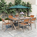 Ensemble de salle à manger d'extérieur moderne 7 pièces avec six chaises et une table extensible pour patio