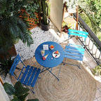 Ensemble bistro pliant 3 pièces en métal, salon de conversation intérieur/extérieur résistant aux intempéries pour patio, cour, jardin
