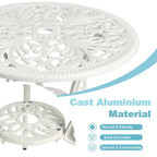 Table et chaises de patio extérieur en aluminium 3 pièces avec trou pour parasol