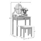 Roundhill Furniture Moniys Wood Moniya, coiffeuse et tabouret, doré
