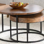 Christopher Knight Home Classic Ander - Ensemble de 2 tables basses gigognes rondes, marron/noir
