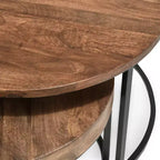 Christopher Knight Home Classic Ander - Ensemble de 2 tables basses gigognes rondes, marron/noir