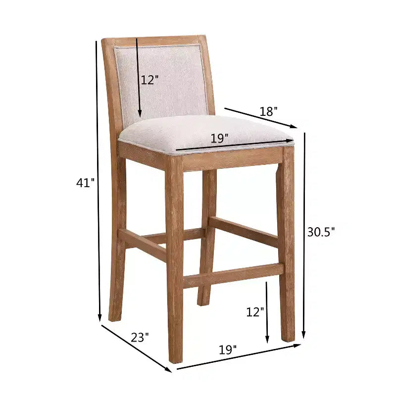 Tabourets de comptoir Christopher Knight Home Conqu en bois d'hévéa, rembourrés, 77,5 cm, avec repose-pieds, lot de 2