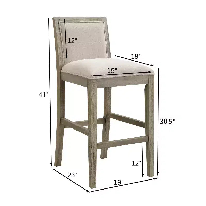 Tabourets de comptoir Christopher Knight Home Conqu en bois d'hévéa, rembourrés, 77,5 cm, avec repose-pieds, lot de 2