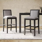 Tabourets de comptoir Christopher Knight Home Conqu en bois d'hévéa, rembourrés, 77,5 cm, avec repose-pieds, lot de 2