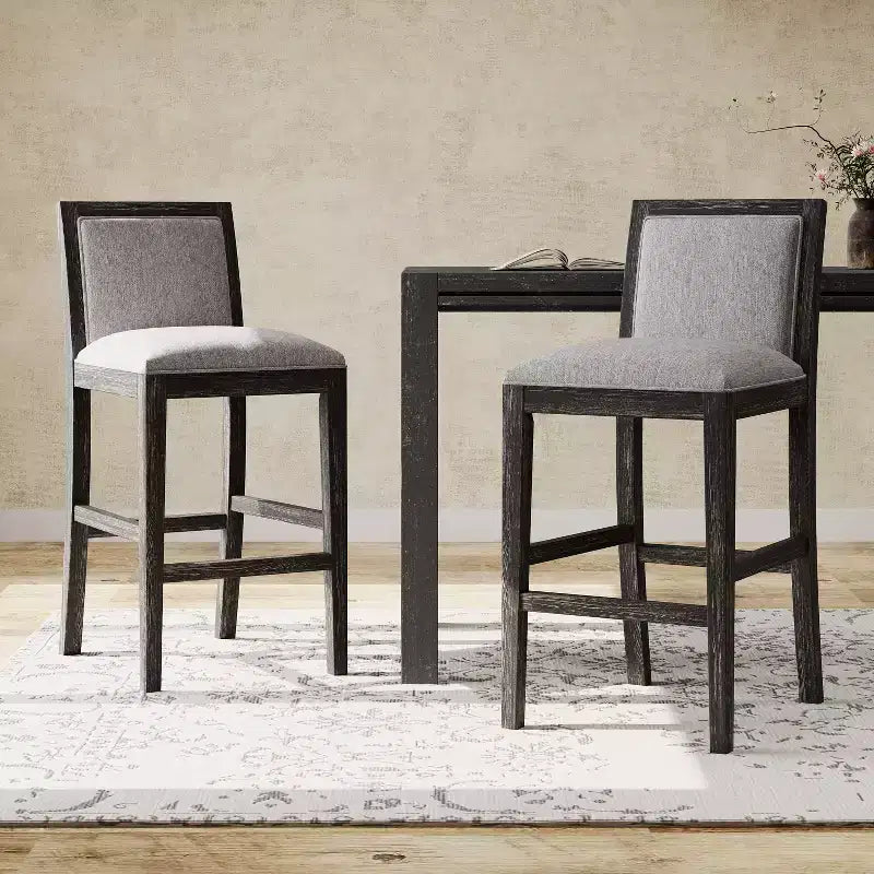 Tabourets de comptoir Christopher Knight Home Conqu en bois d'hévéa, rembourrés, 77,5 cm, avec repose-pieds, lot de 2