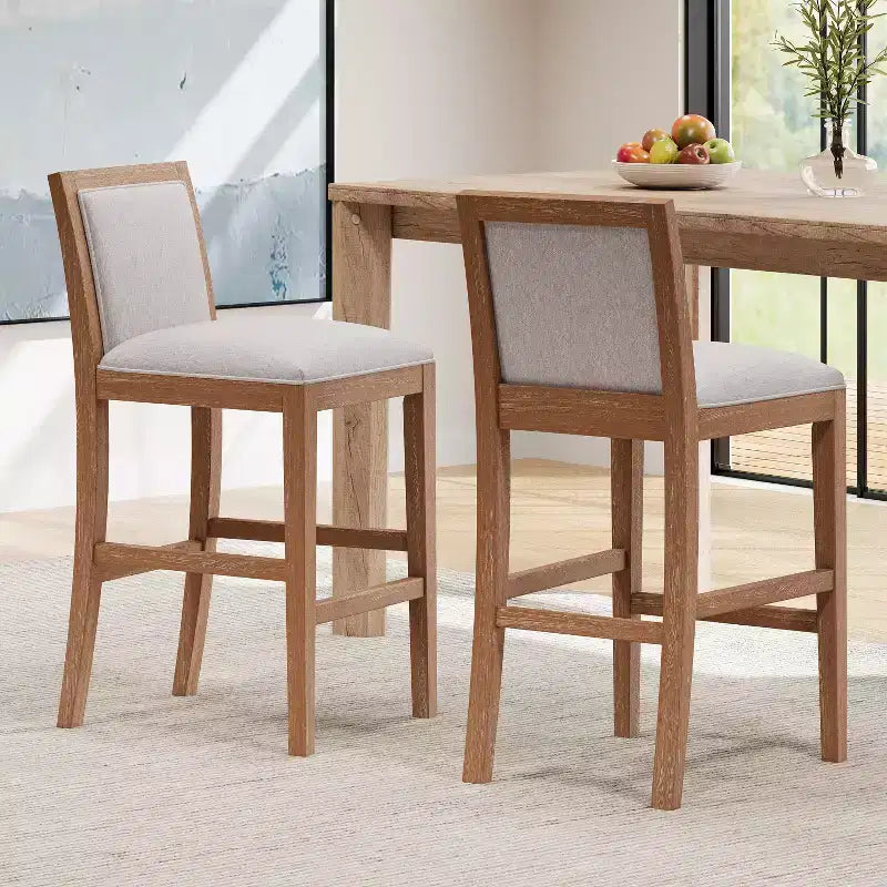 Tabourets de comptoir Christopher Knight Home Conqu en bois d'hévéa, rembourrés, 77,5 cm, avec repose-pieds, lot de 2