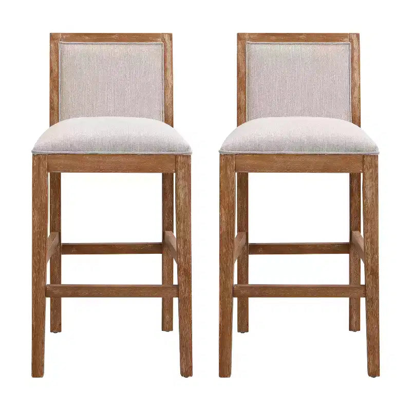 Tabourets de comptoir Christopher Knight Home Conqu en bois d'hévéa, rembourrés, 77,5 cm, avec repose-pieds, lot de 2