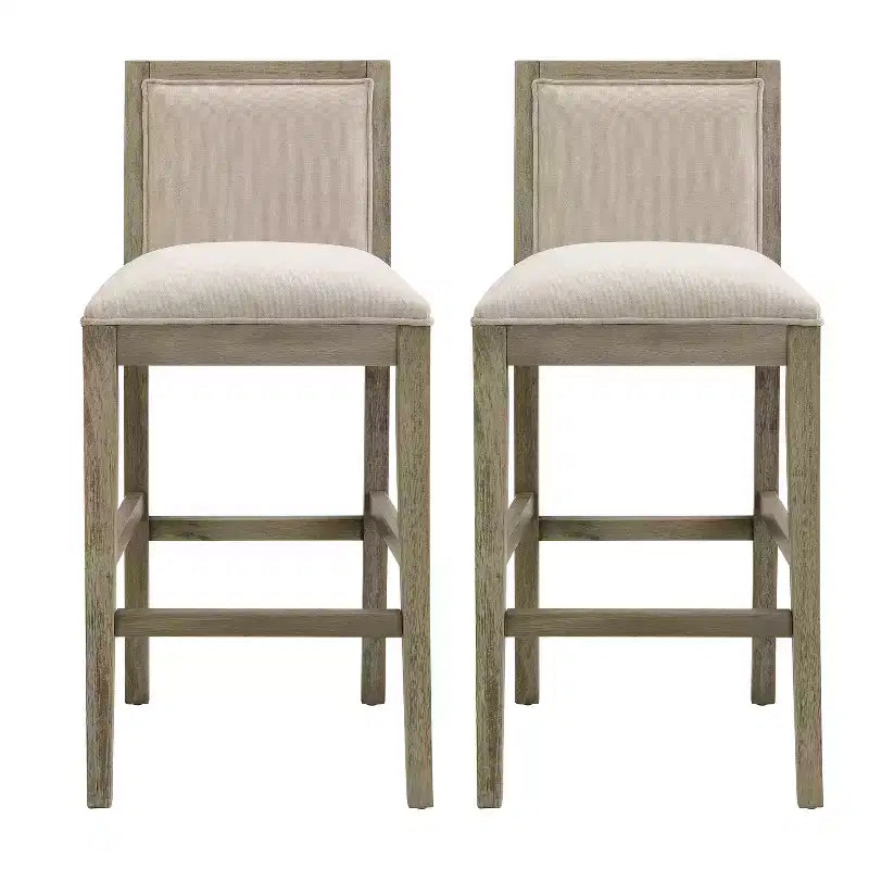 Tabourets de comptoir Christopher Knight Home Conqu en bois d'hévéa, rembourrés, 77,5 cm, avec repose-pieds, lot de 2