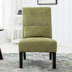 Fauteuil d'appoint contemporain sans accoudoirs en tissu chenille Pisano de Roundhill Furniture avec coussin lombaire assorti, Vert printanier