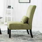Fauteuil d'appoint contemporain sans accoudoirs en tissu chenille Pisano de Roundhill Furniture avec coussin lombaire assorti, Vert printanier