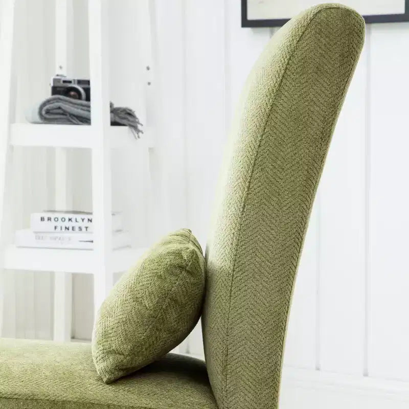 Fauteuil d'appoint contemporain sans accoudoirs en tissu chenille Pisano de Roundhill Furniture avec coussin lombaire assorti, Vert printanier