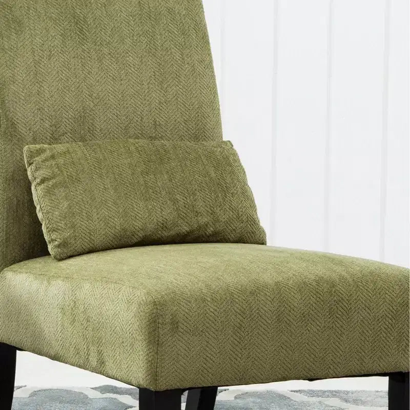 Fauteuil d'appoint contemporain sans accoudoirs en tissu chenille Pisano de Roundhill Furniture avec coussin lombaire assorti, Vert printanier