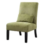 Fauteuil d'appoint contemporain sans accoudoirs en tissu chenille Pisano de Roundhill Furniture avec coussin lombaire assorti, Vert printanier