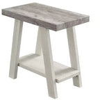 Table d'appoint Athènes contemporaine à étagère en bois bicolore gris patiné et beige