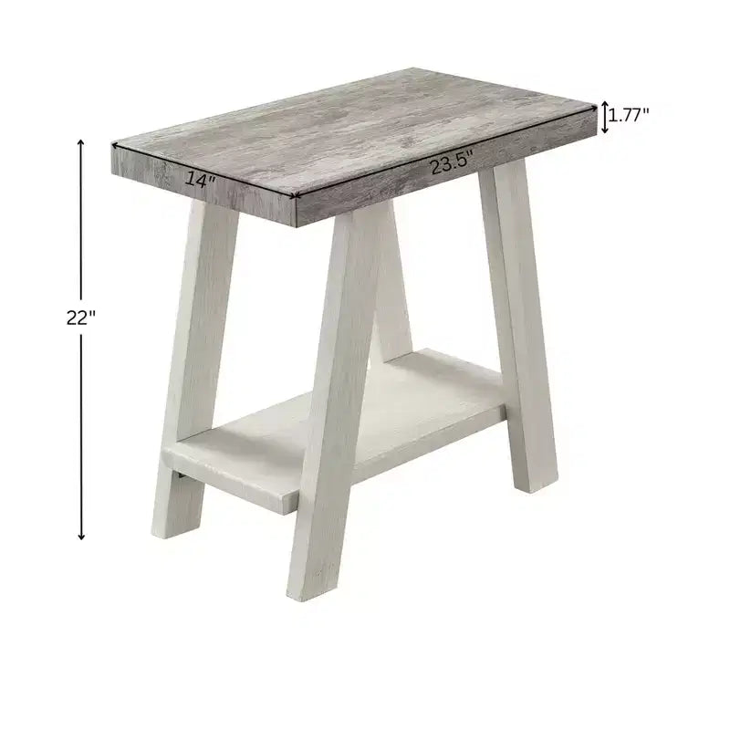 Table d'appoint Athènes contemporaine à étagère en bois bicolore gris patiné et beige