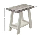 Table d'appoint Athènes contemporaine à étagère en bois bicolore gris patiné et beige