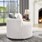 Roundhill Furniture Malna, Fauteuil barillet d'appoint capitonné 3D en peluche avec roulettes, Blanc cassé