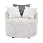 Roundhill Furniture Malna, Fauteuil barillet d'appoint capitonné 3D en peluche avec roulettes, Blanc cassé