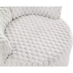 Roundhill Furniture Malna, Fauteuil barillet d'appoint capitonné 3D en peluche avec roulettes, Blanc cassé