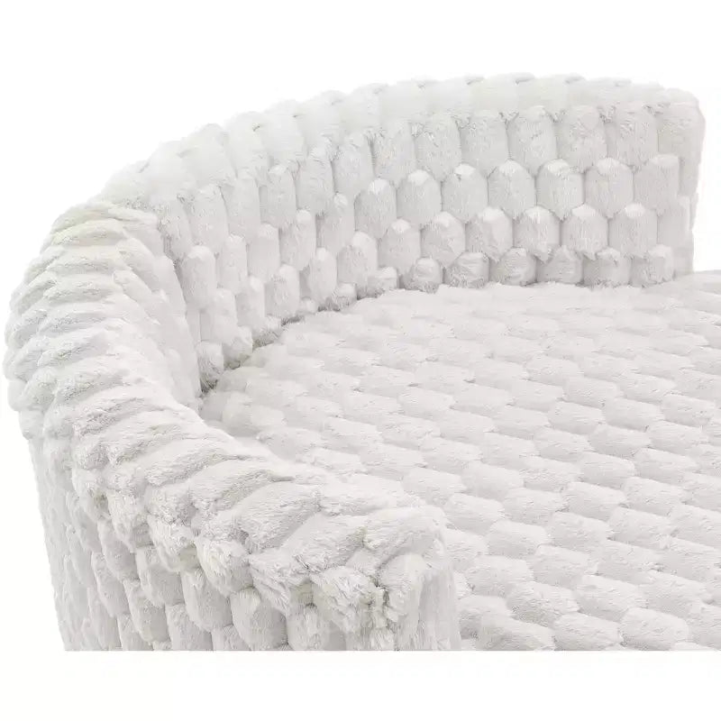 Roundhill Furniture Malna, Fauteuil barillet d'appoint capitonné 3D en peluche avec roulettes, Blanc cassé
