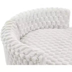 Roundhill Furniture Malna, Fauteuil barillet d'appoint capitonné 3D en peluche avec roulettes, Blanc cassé
