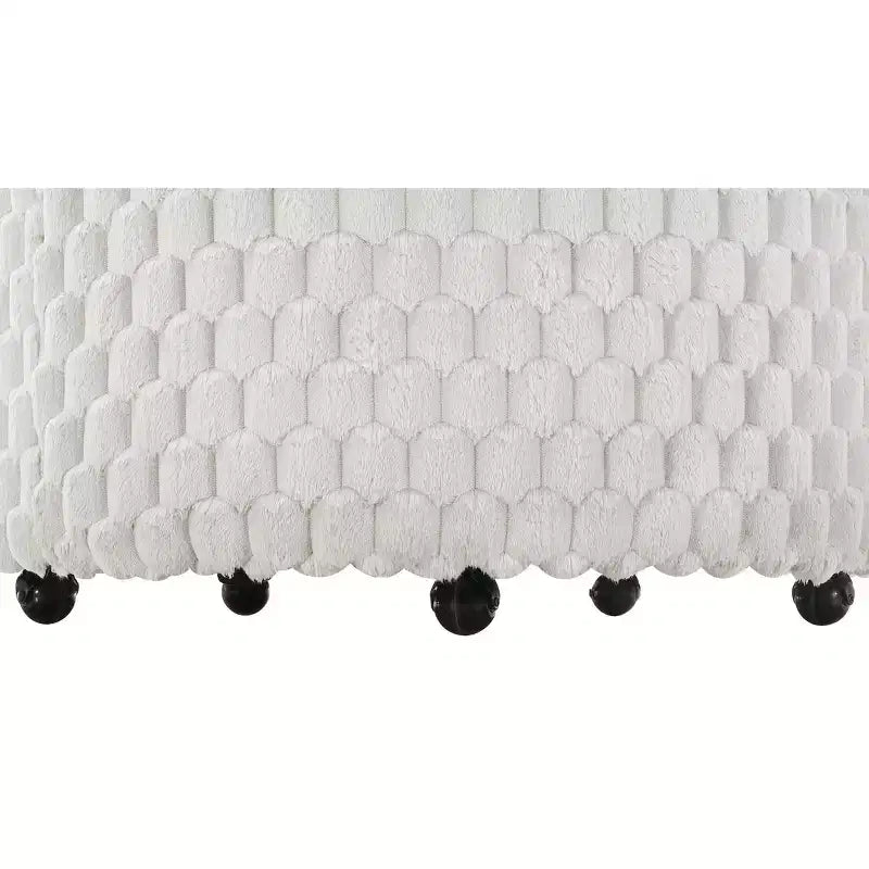 Roundhill Furniture Malna, Fauteuil barillet d'appoint capitonné 3D en peluche avec roulettes, Blanc cassé