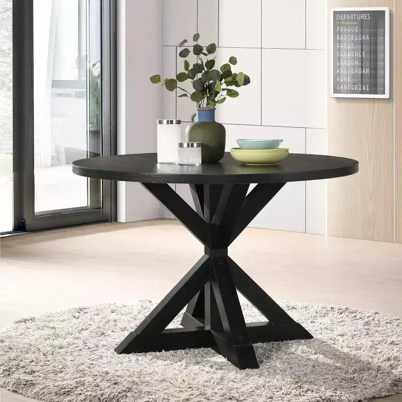 Ensemble de salle à manger 5 pièces en bois Windvale Cross-Buck de Roundhill Furniture