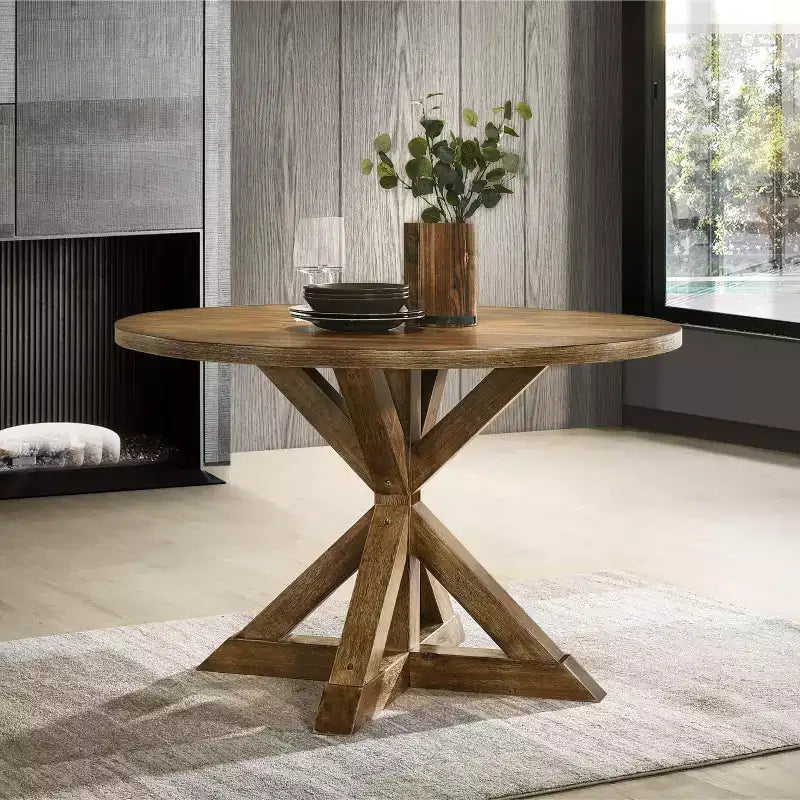 Ensemble de salle à manger 5 pièces en bois Windvale Cross-Buck de Roundhill Furniture