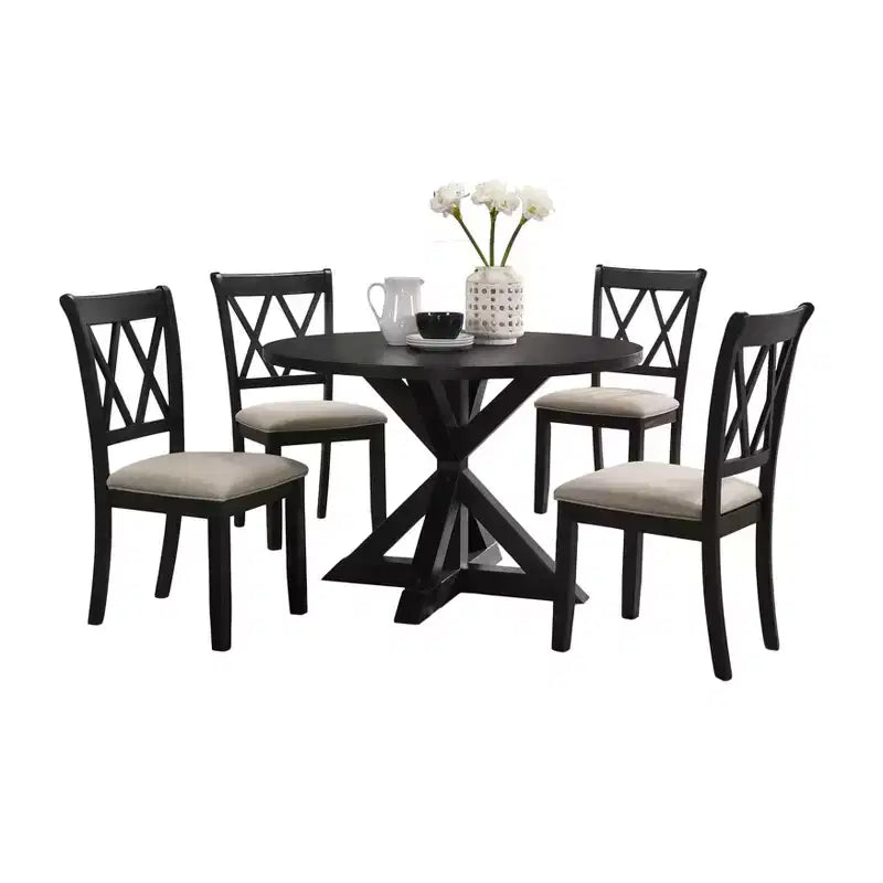 Ensemble de salle à manger 5 pièces en bois Windvale Cross-Buck de Roundhill Furniture