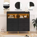 Commode à langer avec tiroirs, commode bébé avec plateau à langer, prise électrique, lumière LED et pieds en métal