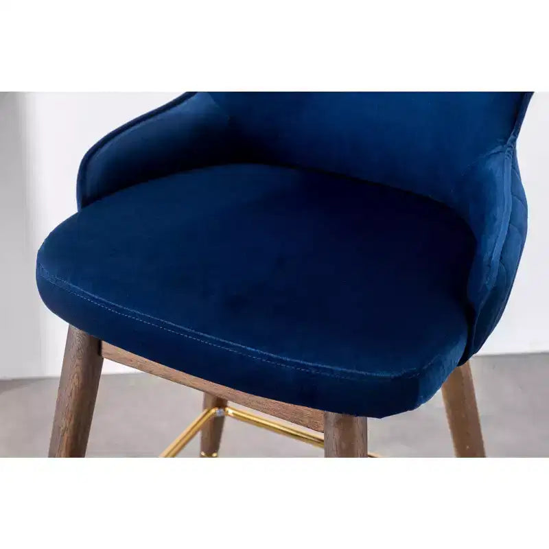Tabourets de bar à dossier ailé Leland en tissu, lot de 2, bleus