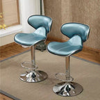 Tabourets de bar pivotants réglables en similicuir Masaccio de Roundhill Furniture avec rembourrage en similicuir, base chromée, bleus, lot de 2