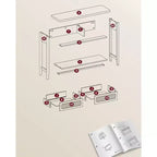VASAGLE Table console, Table d'appoint, Table d'entrée étroite, Table d'entrée avec 2 tiroirs, Étagère de rangement ouverte, Coins arrondis